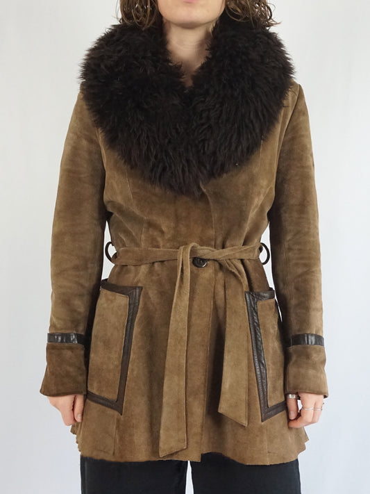 Suede Sheepskin Collar Jacket - S