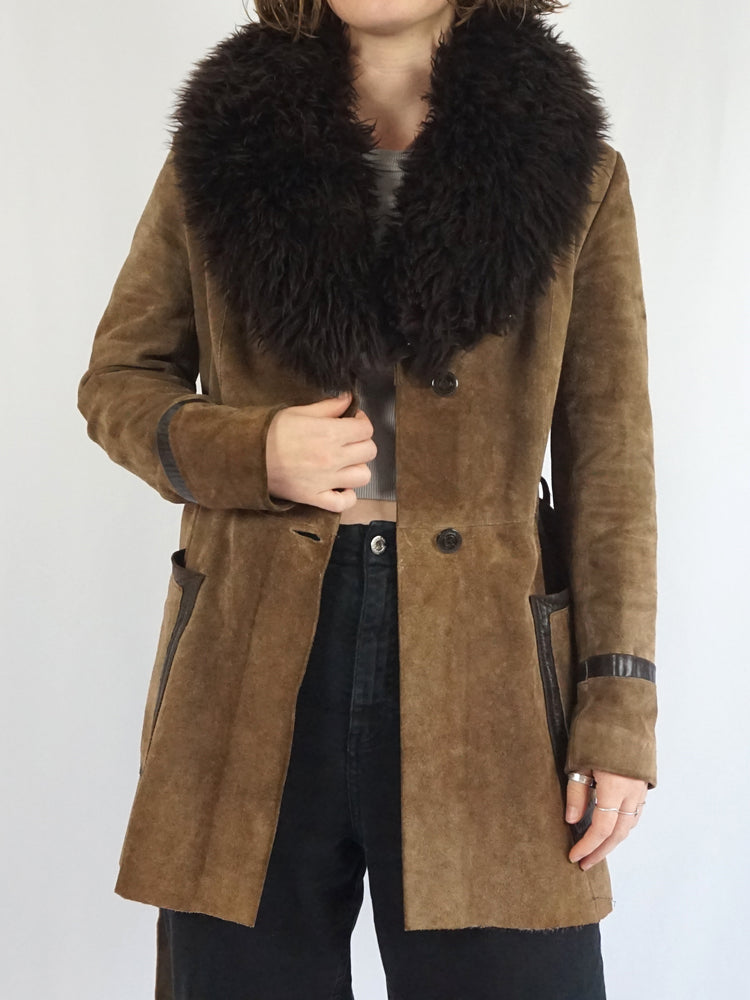 Suede Sheepskin Collar Jacket - S