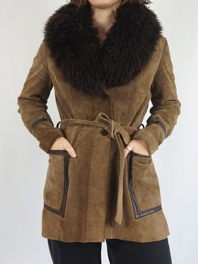 Suede Sheepskin Collar Jacket - S