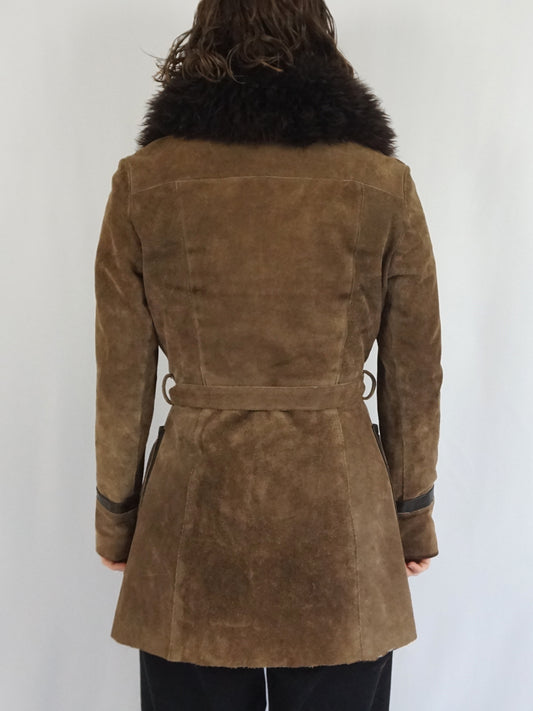 Suede Sheepskin Collar Jacket - S