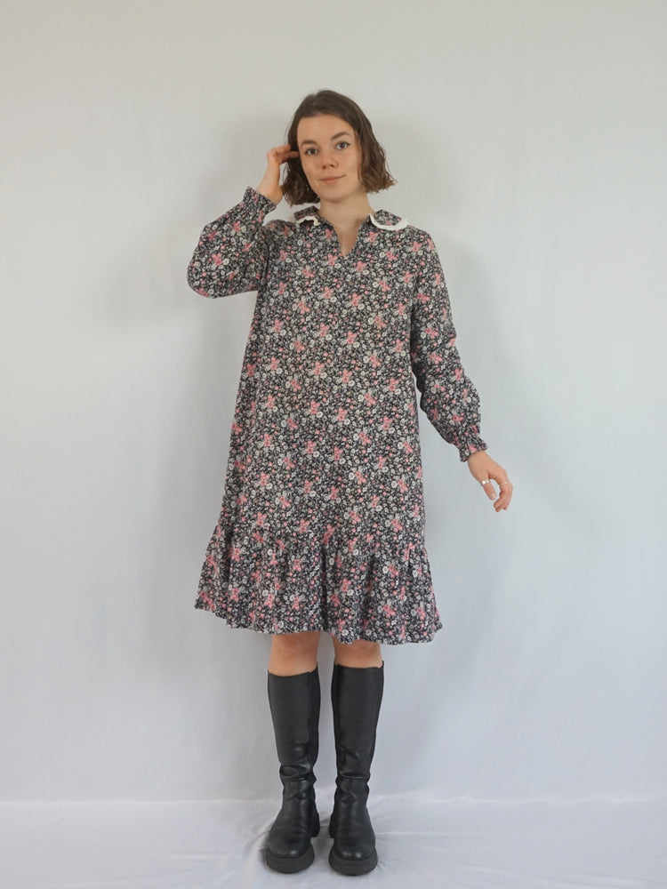 Ditsy Floral Cotton Smock Dress - S/M