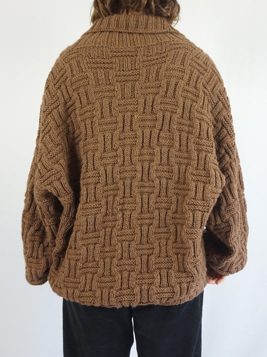 Brown Balloon Sleeve Cardigan - XXL