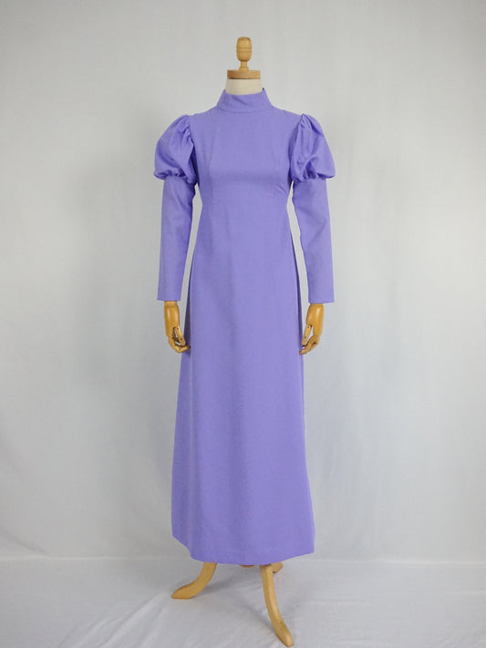 Lavender Mutton Sleeve Maxi Dress - XS