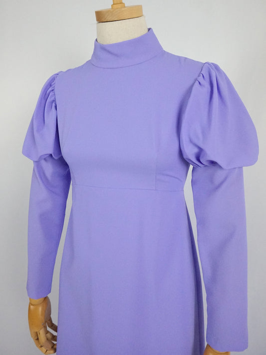 Lavender Mutton Sleeve Maxi Dress - XS