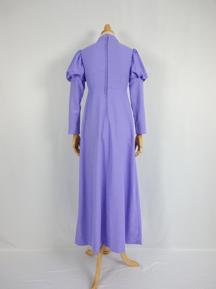 Lavender Mutton Sleeve Maxi Dress - XS