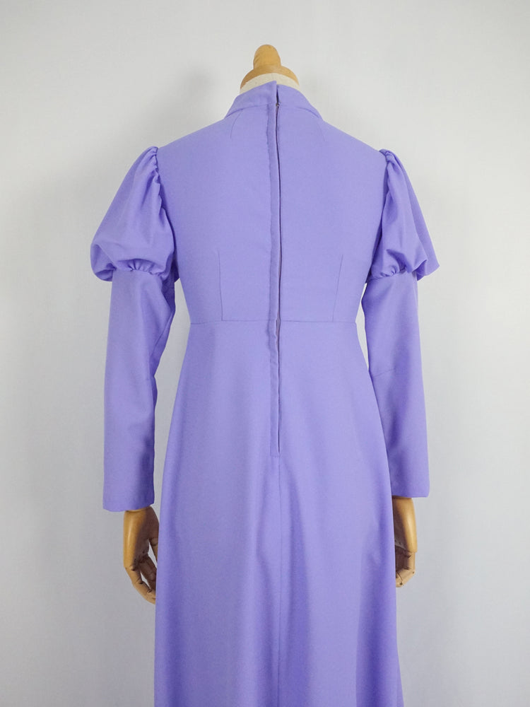 Lavender Mutton Sleeve Maxi Dress - XS