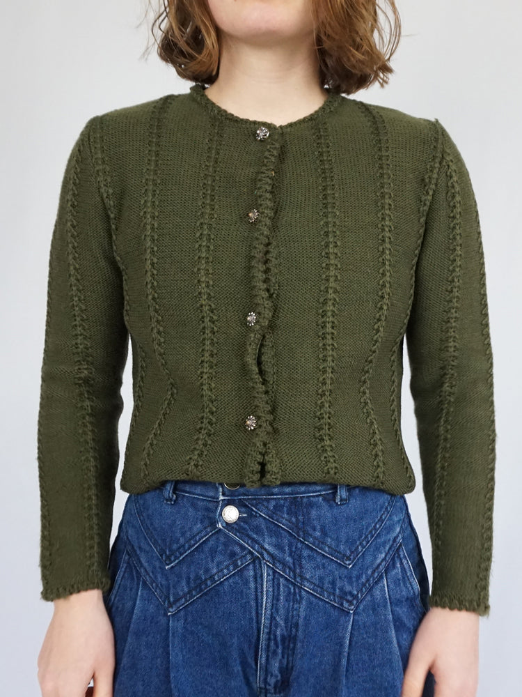 Austrian Forest Green Cardigan - S