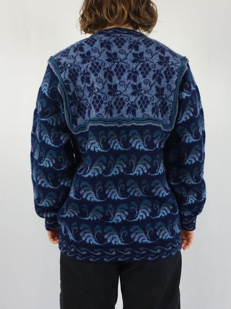 Leaf Patterned Wool Jumper - M/L