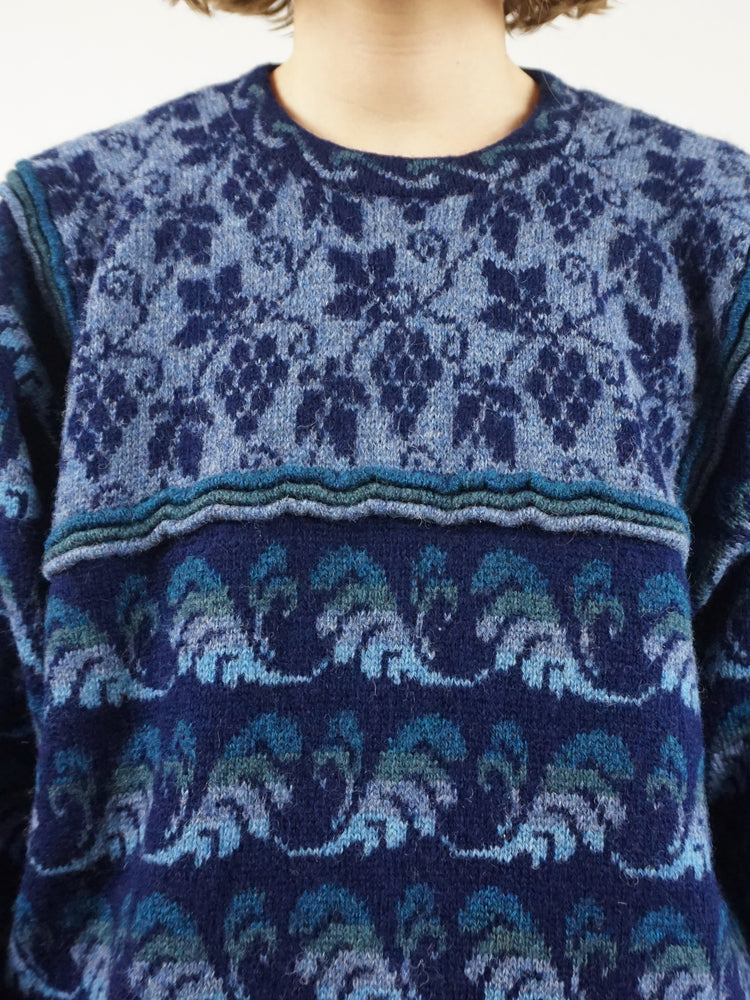 Leaf Patterned Wool Jumper - M/L