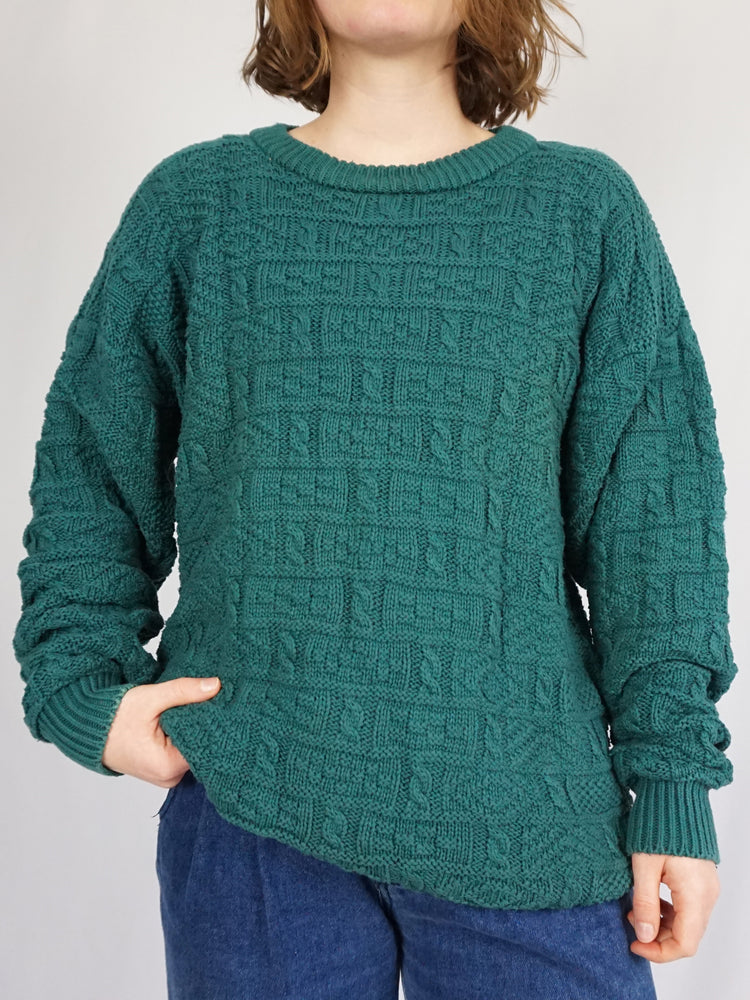 Cotton Cable Knit Jumper - L