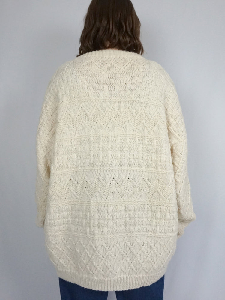 Cream Zigzag Patterned Jumper - XXL