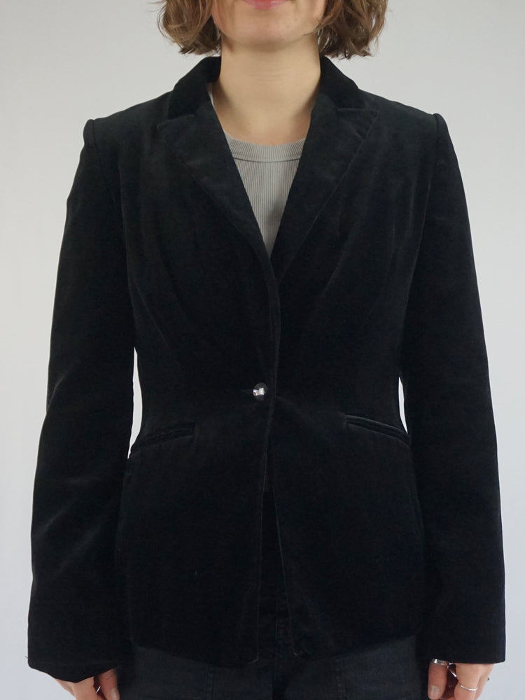 Black Velvet Blazer - S