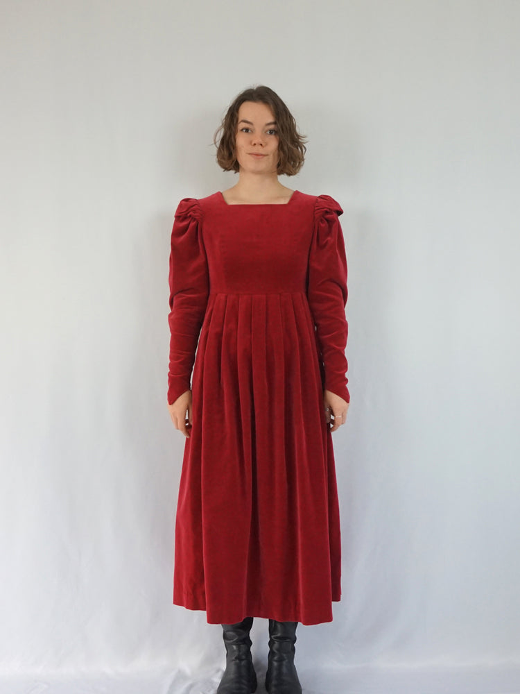 Laura Ashley Red Velvet Dress - S