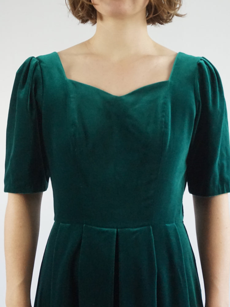 Laura Ashley Green Velvet Dress - M