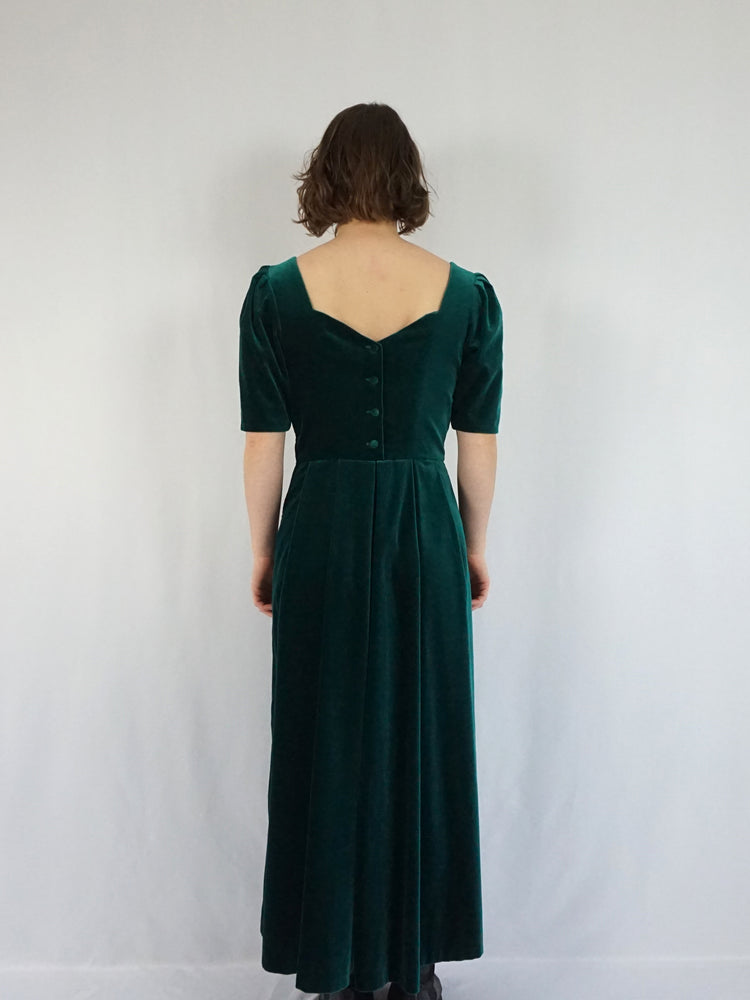 Laura Ashley Green Velvet Dress - M