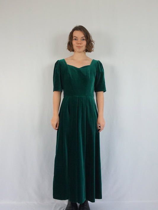 Laura Ashley Green Velvet Dress - M