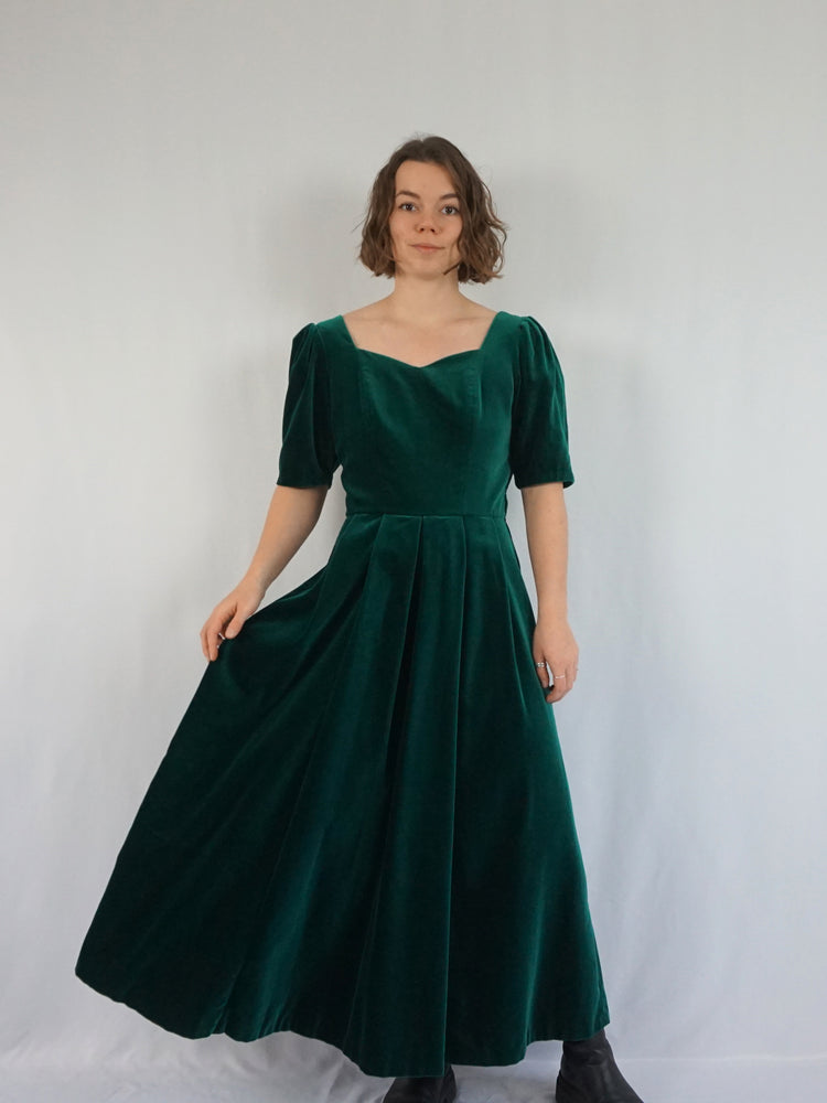 Laura Ashley Green Velvet Dress - M