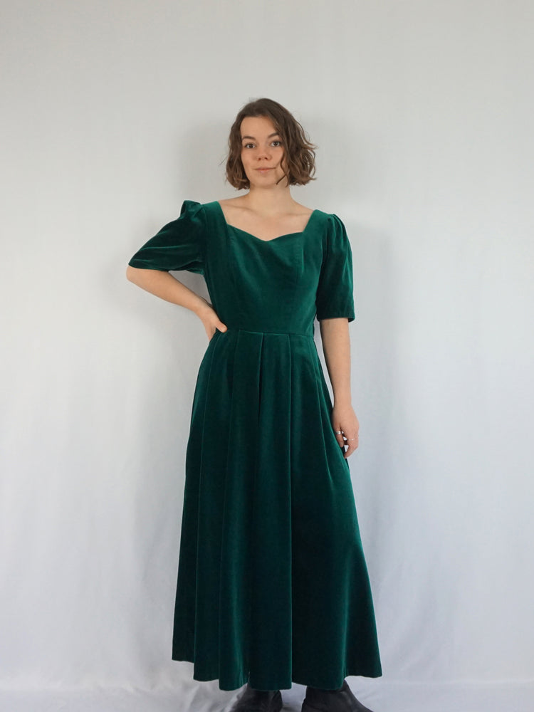 Laura Ashley Green Velvet Dress - M