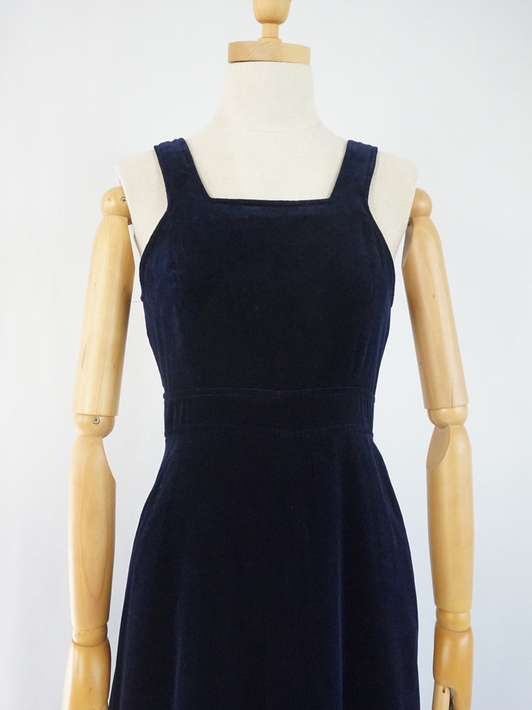 Midnight Blue Velvet Dress - XS