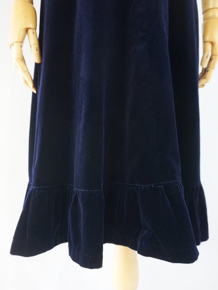 Midnight Blue Velvet Dress - XS