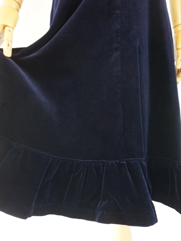 Midnight Blue Velvet Dress - XS