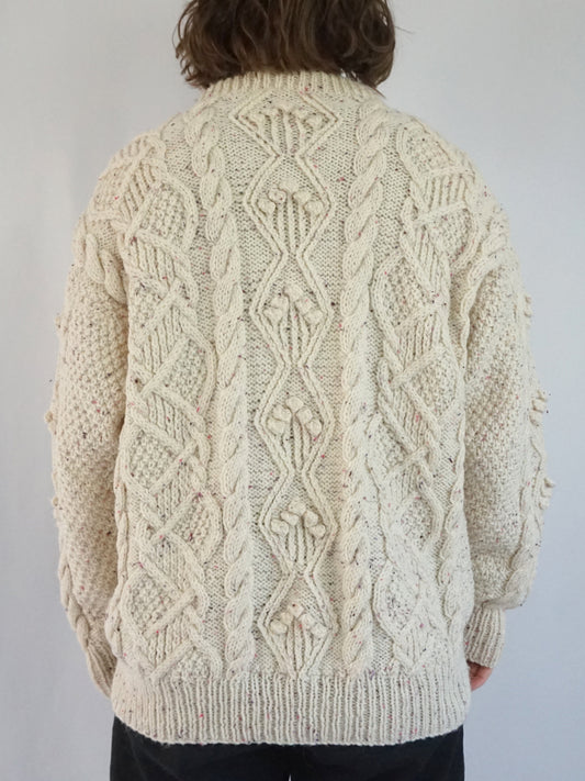 Cream Speckled Aran Jumper - XL