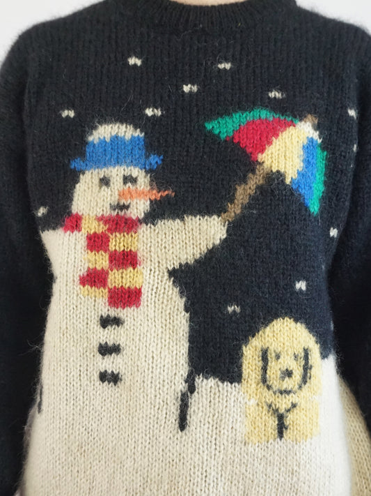 Snowman & Dog Christmas Jumper - L