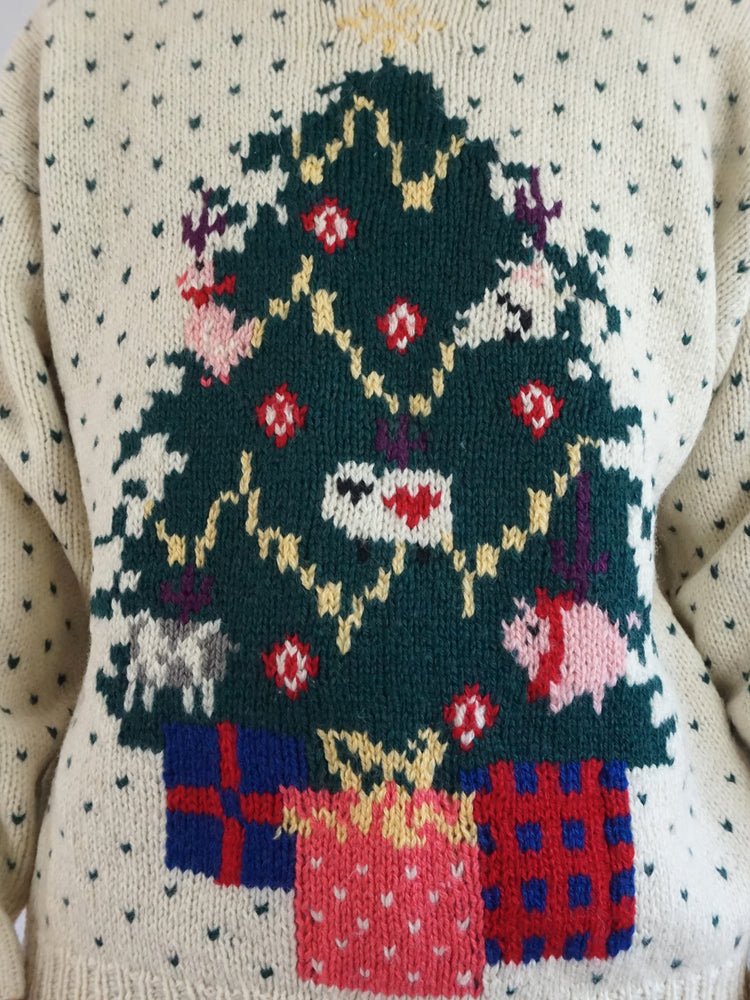 Christmas Tree Wool Jumper - M