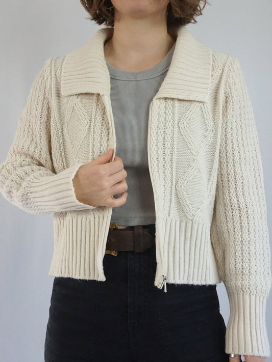 Knitted Zip Up Cardigan - M/L