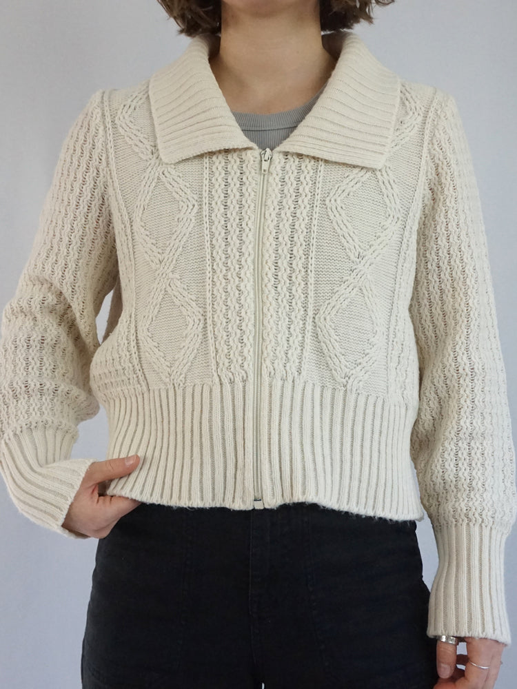 Knitted Zip Up Cardigan - M/L