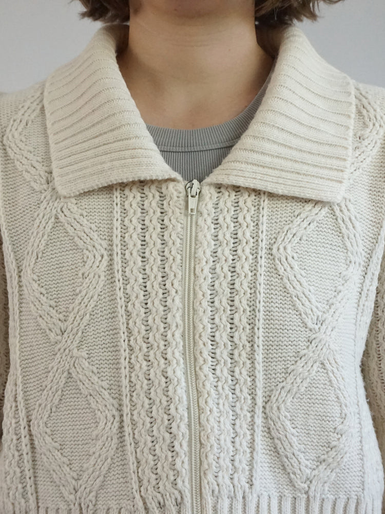 Knitted Zip Up Cardigan - M/L