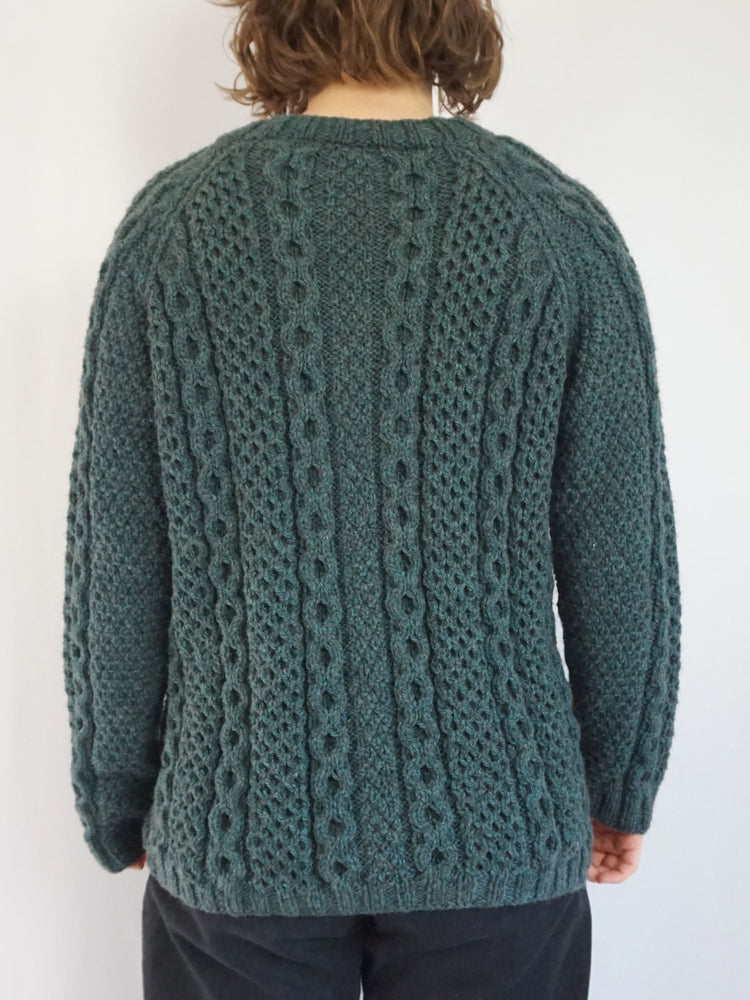 Green Cable Knit Cardigan - M