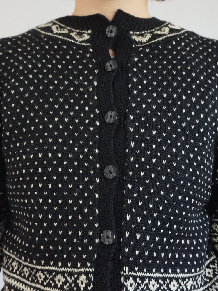 People Patterned B&W Cardigan - S