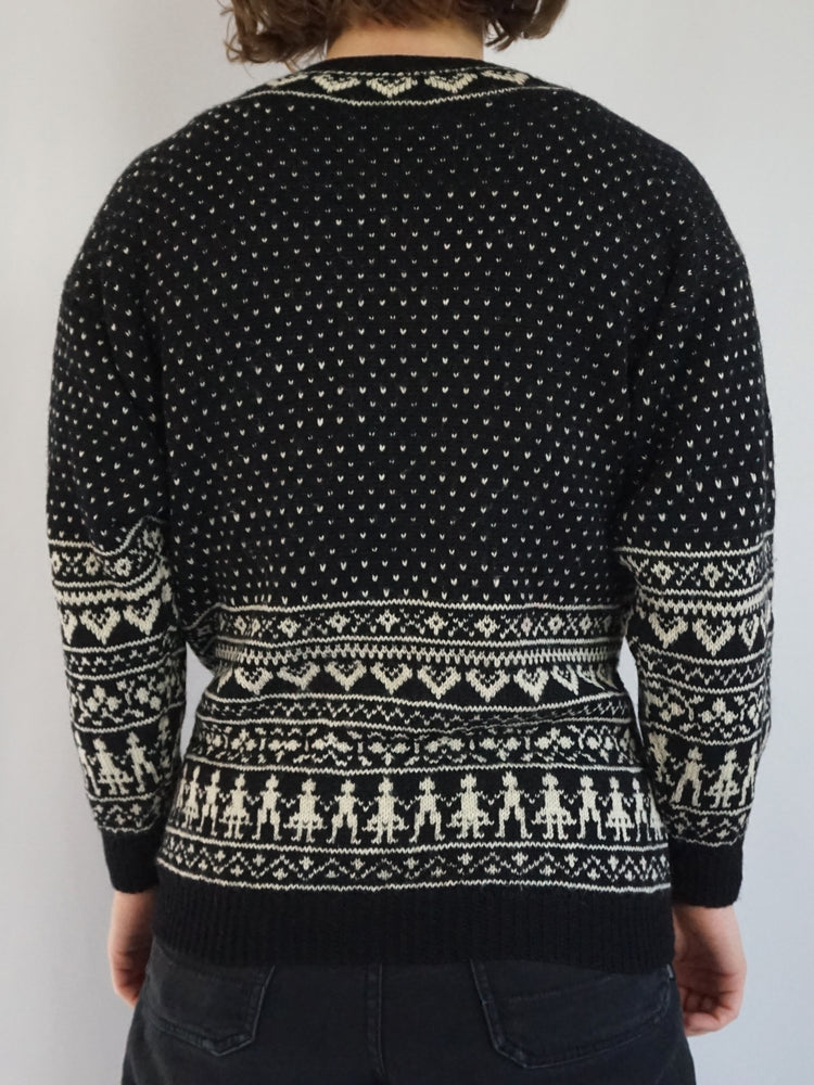 People Patterned B&W Cardigan - S