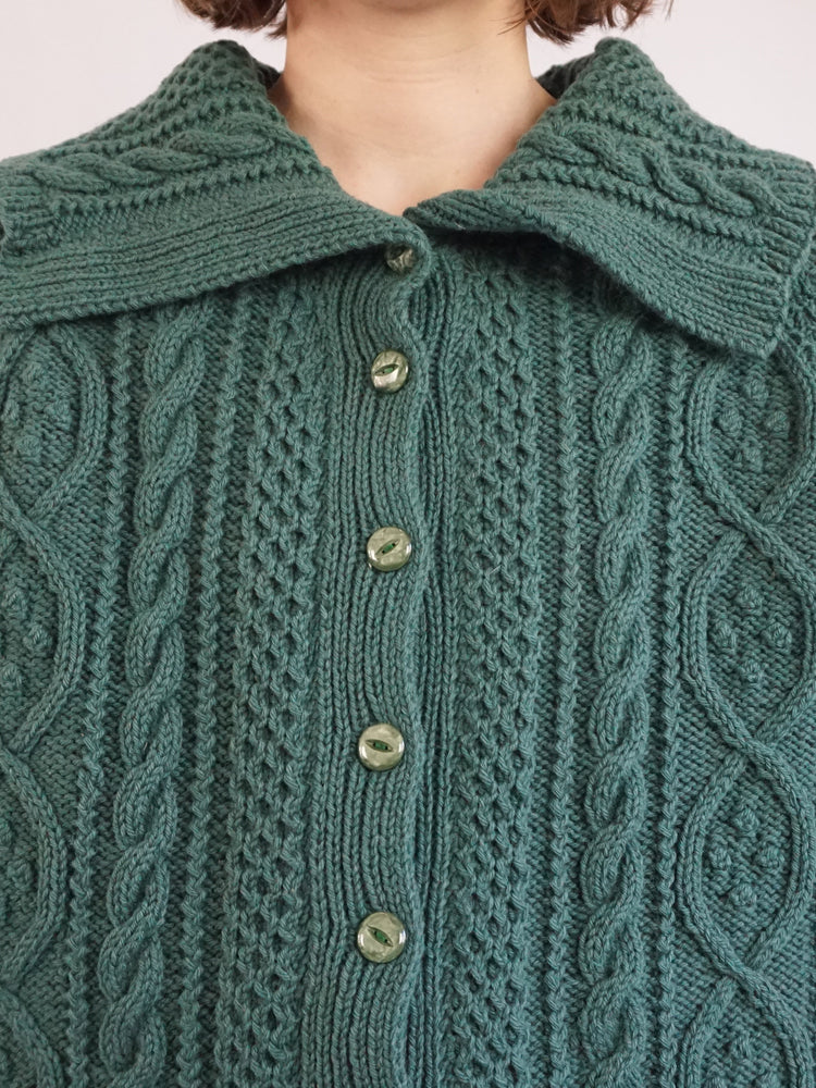 Green Oversized Collar Cardigan - XL