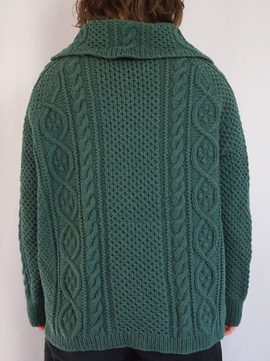 Green Oversized Collar Cardigan - XL