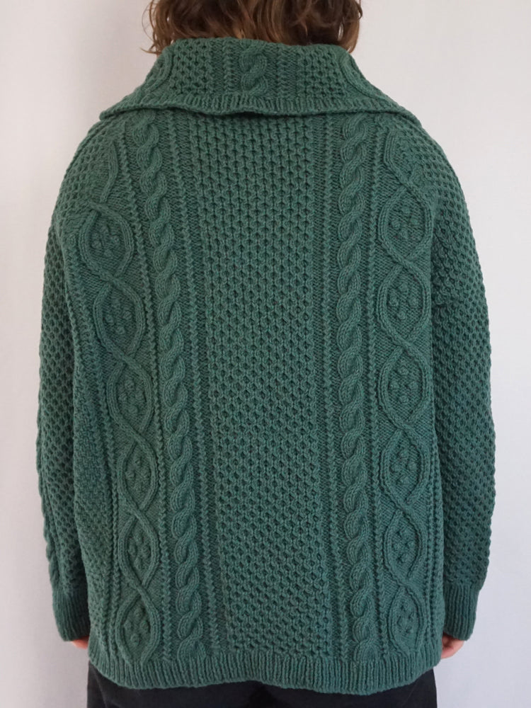 Green Oversized Collar Cardigan - XL