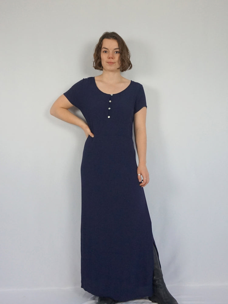 Midnight Blue Casual Maxi Dress - M