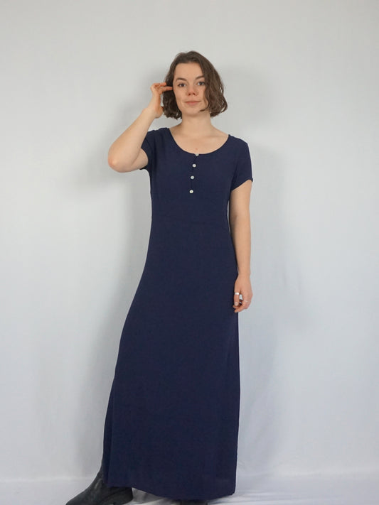 Midnight Blue Casual Maxi Dress - M