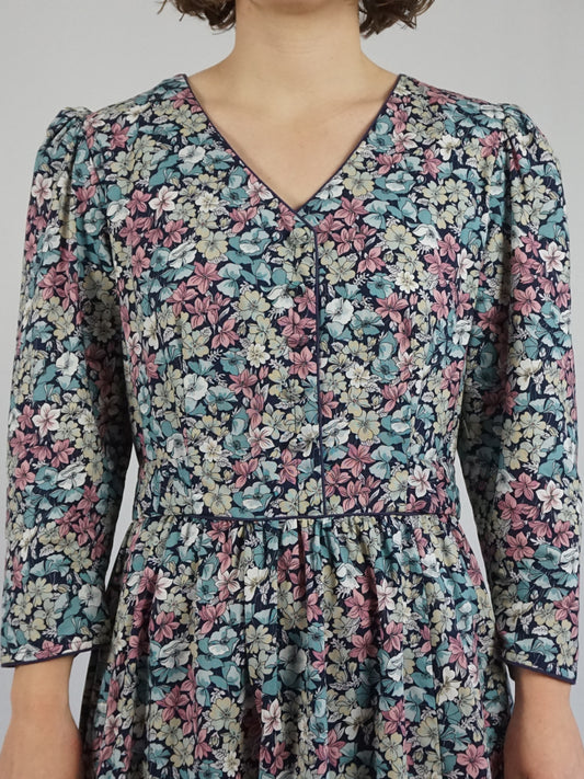 Floral Cotton Puff Sleeve Dress - M