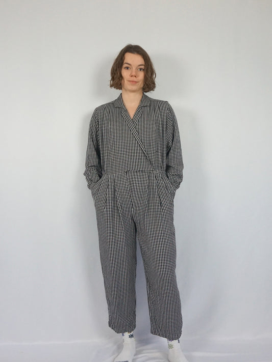 B&W Gingham Jumpsuit - M