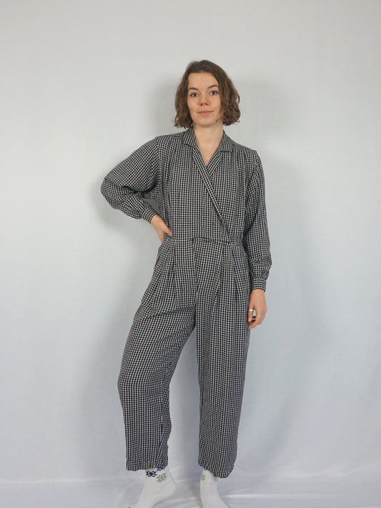 B&W Gingham Jumpsuit - M