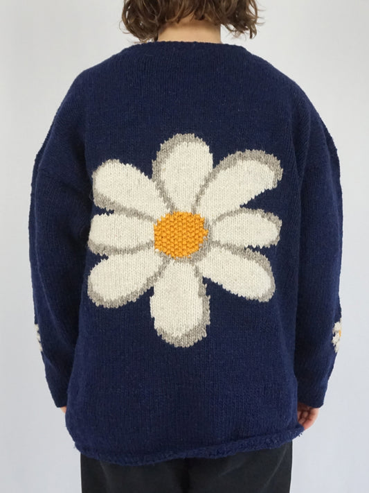 Pachamama Navy Daisy Cardigan -  XL