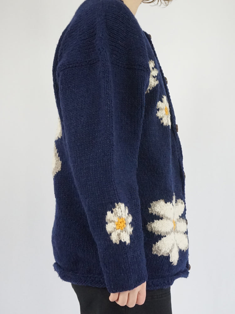 Pachamama Navy Daisy Cardigan -  XL