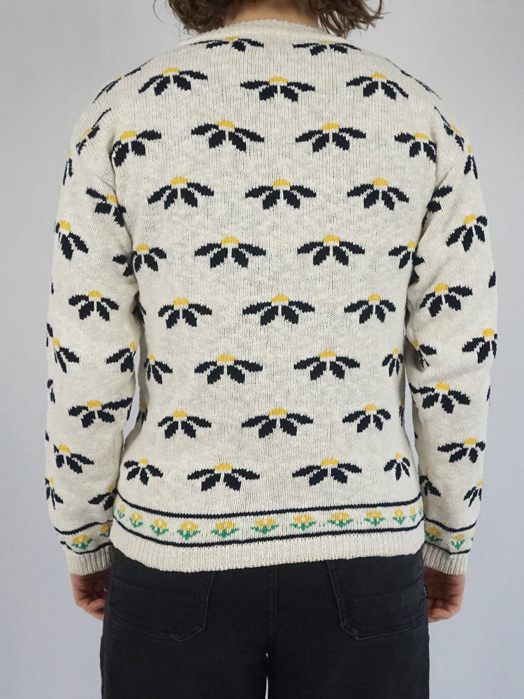 Daisy Patterned Cotton Jumper - S