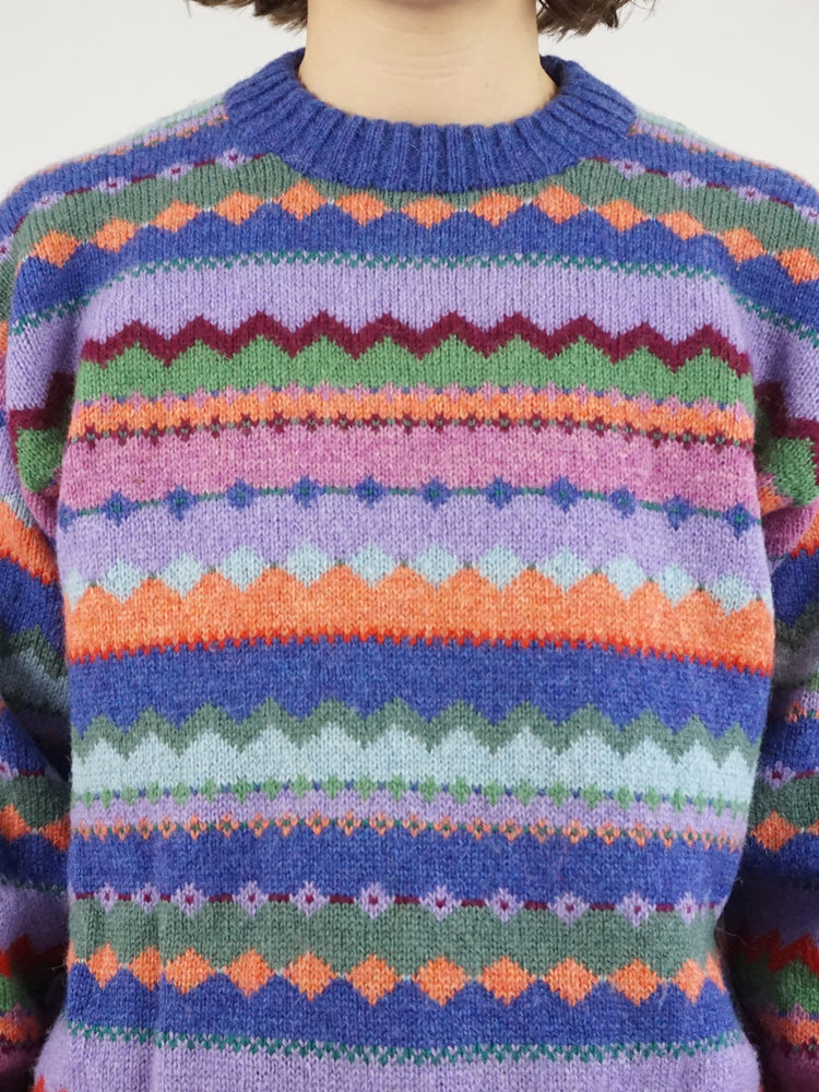 Colourful Peach Wool Jumper - M