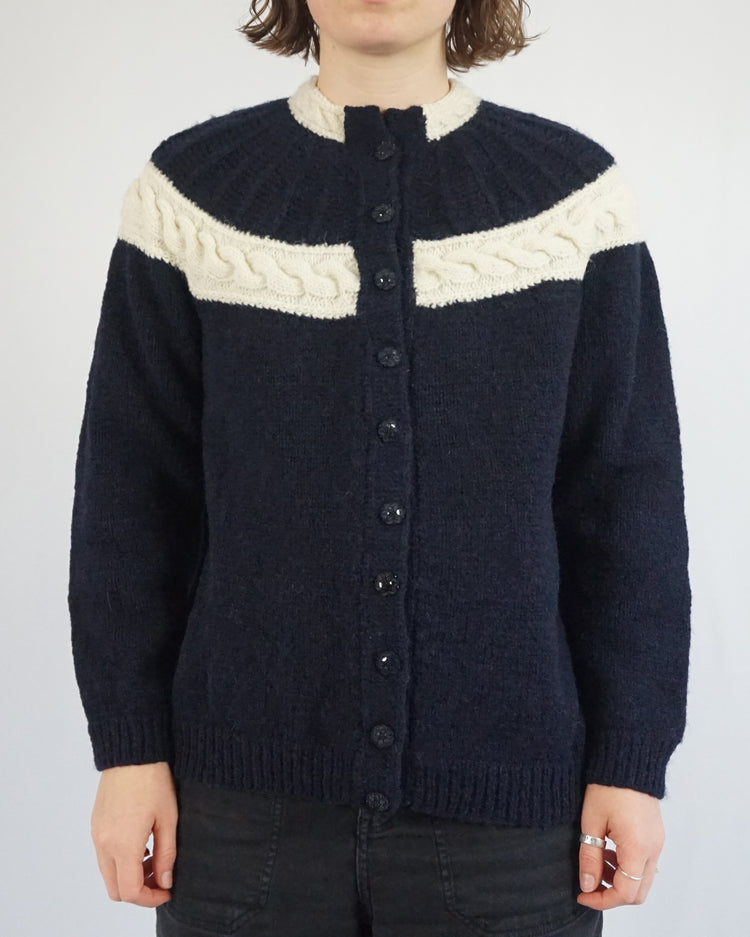 B&W Knitted Cardigan - M