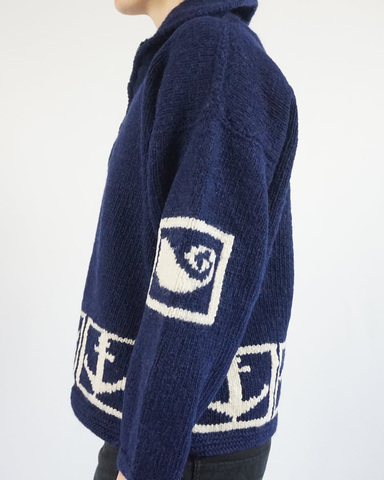 Nautical 1/4 Zip Wool Jumper - XL