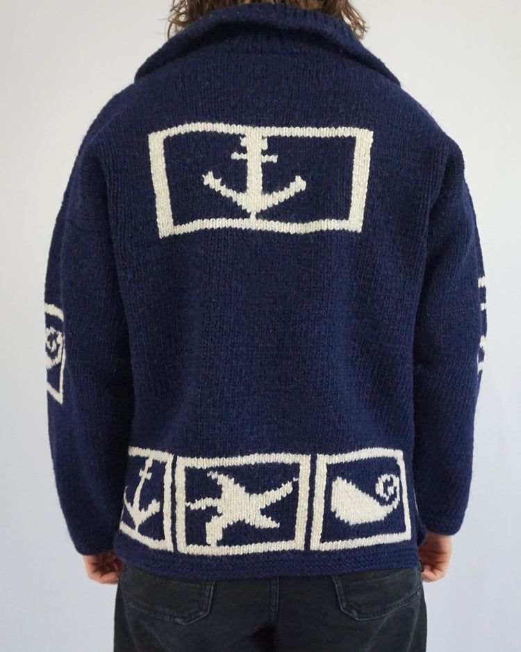 Nautical 1/4 Zip Wool Jumper - XL