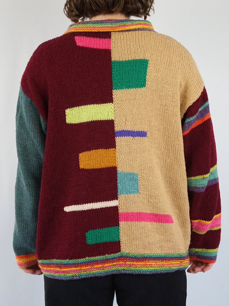 Multicoloured Patterned Cardigan - L/XL